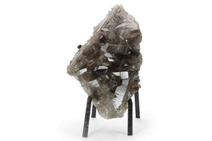 Smoky Quartz Crystal Cluster on Metal Stand - Brazil #229517